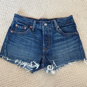 Levi's Blue Frayed Jean Shorts